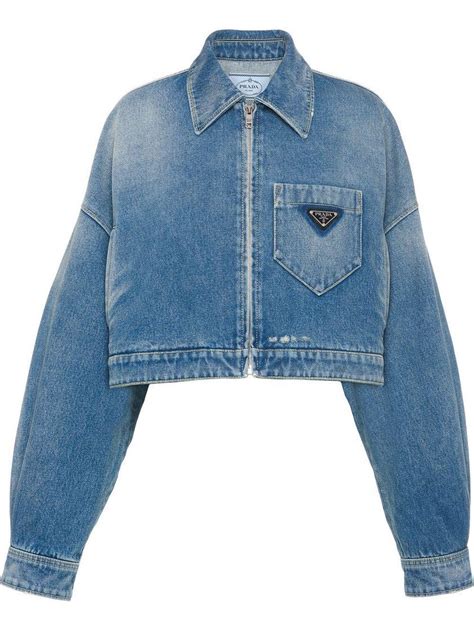 prada jeans jacket women's|prada cropped organic denim jacket.